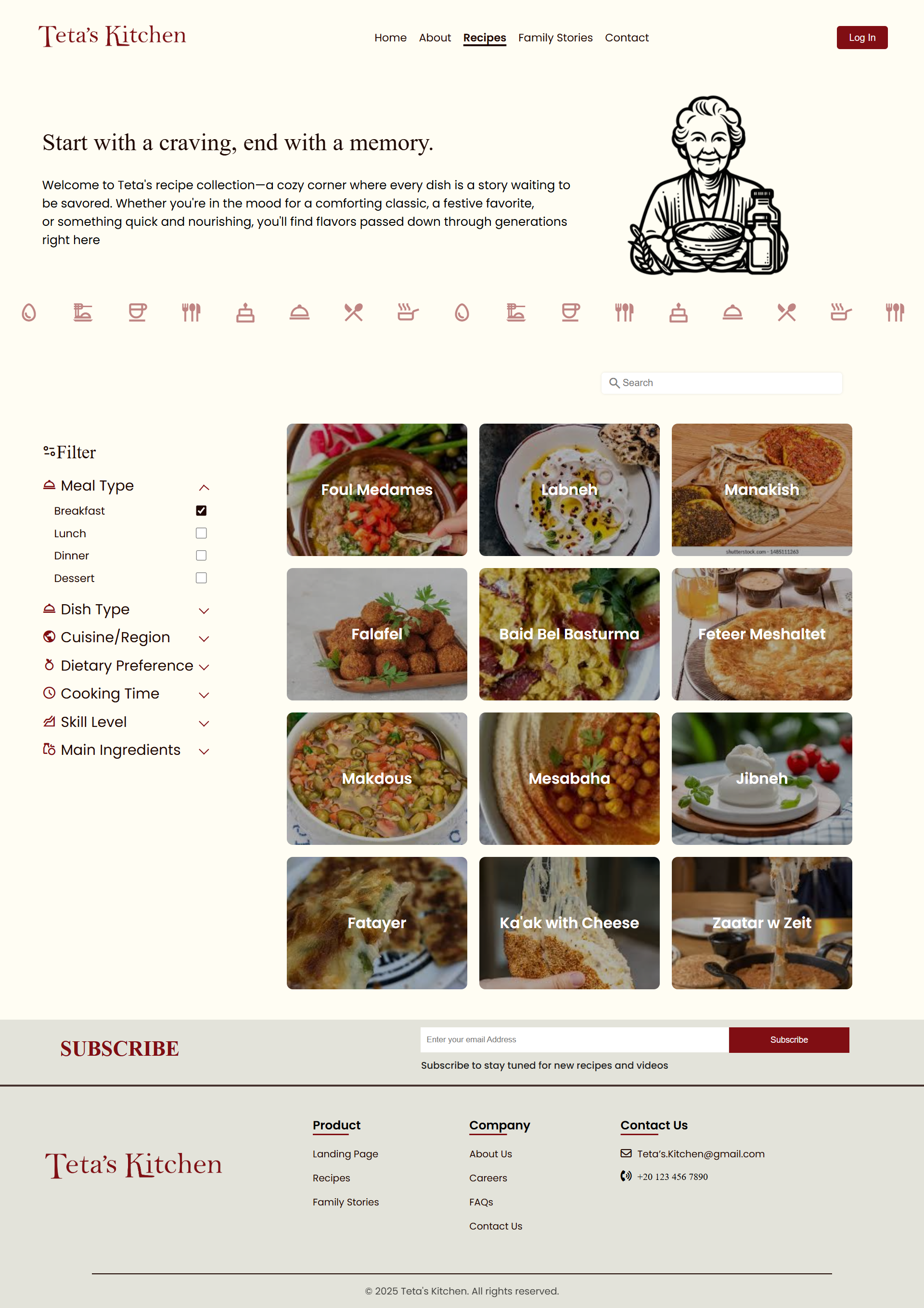 Recipes Page